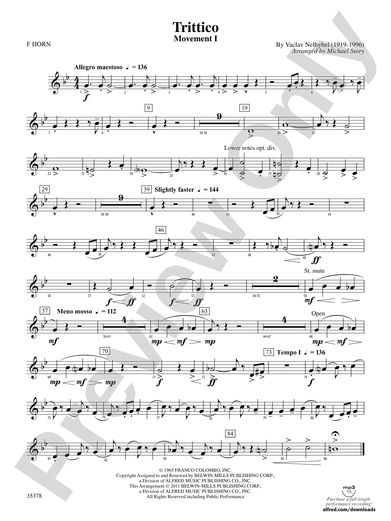 Trittico: 1st F Horn