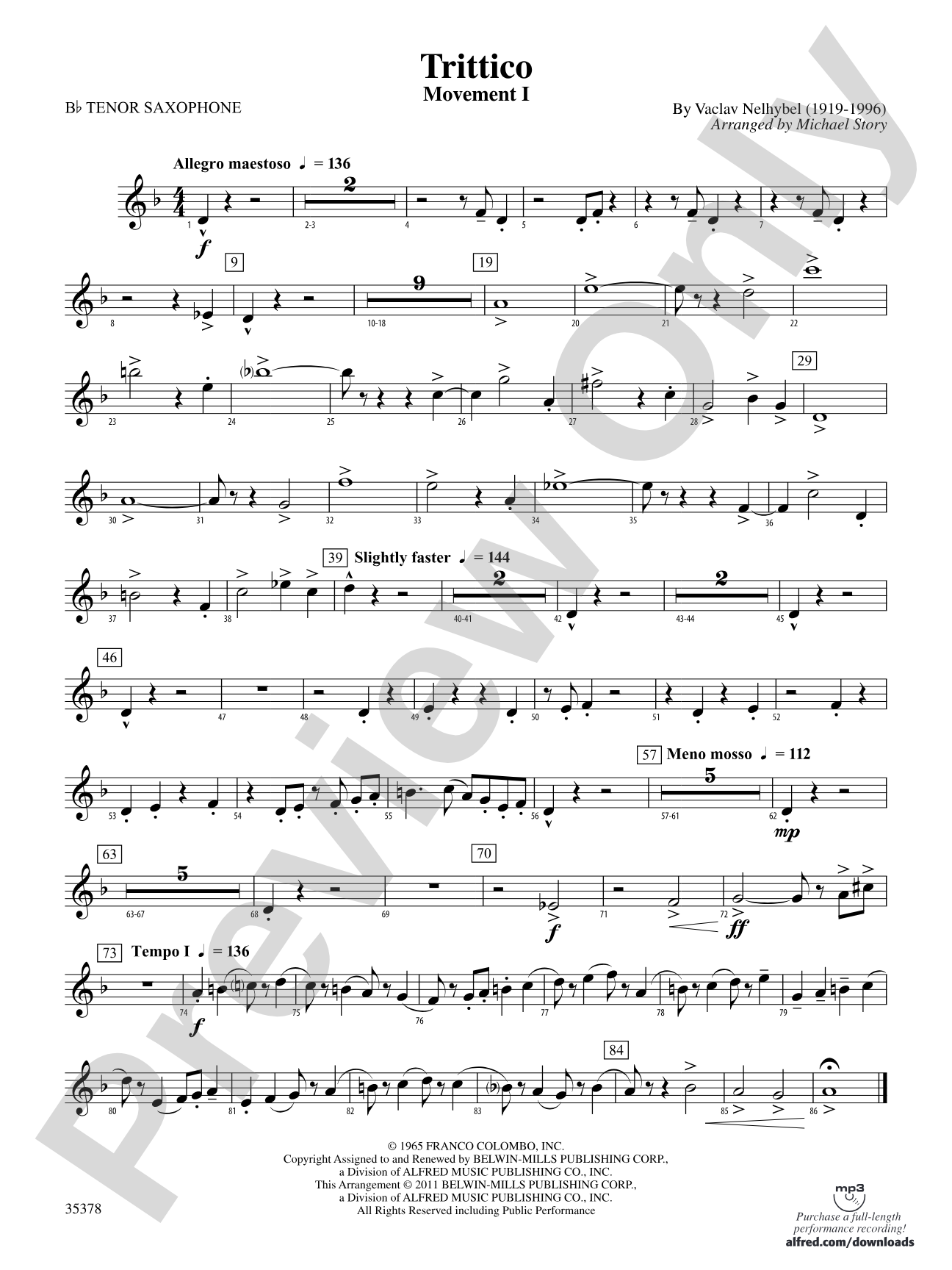 Trittico: B-flat Tenor Saxophone