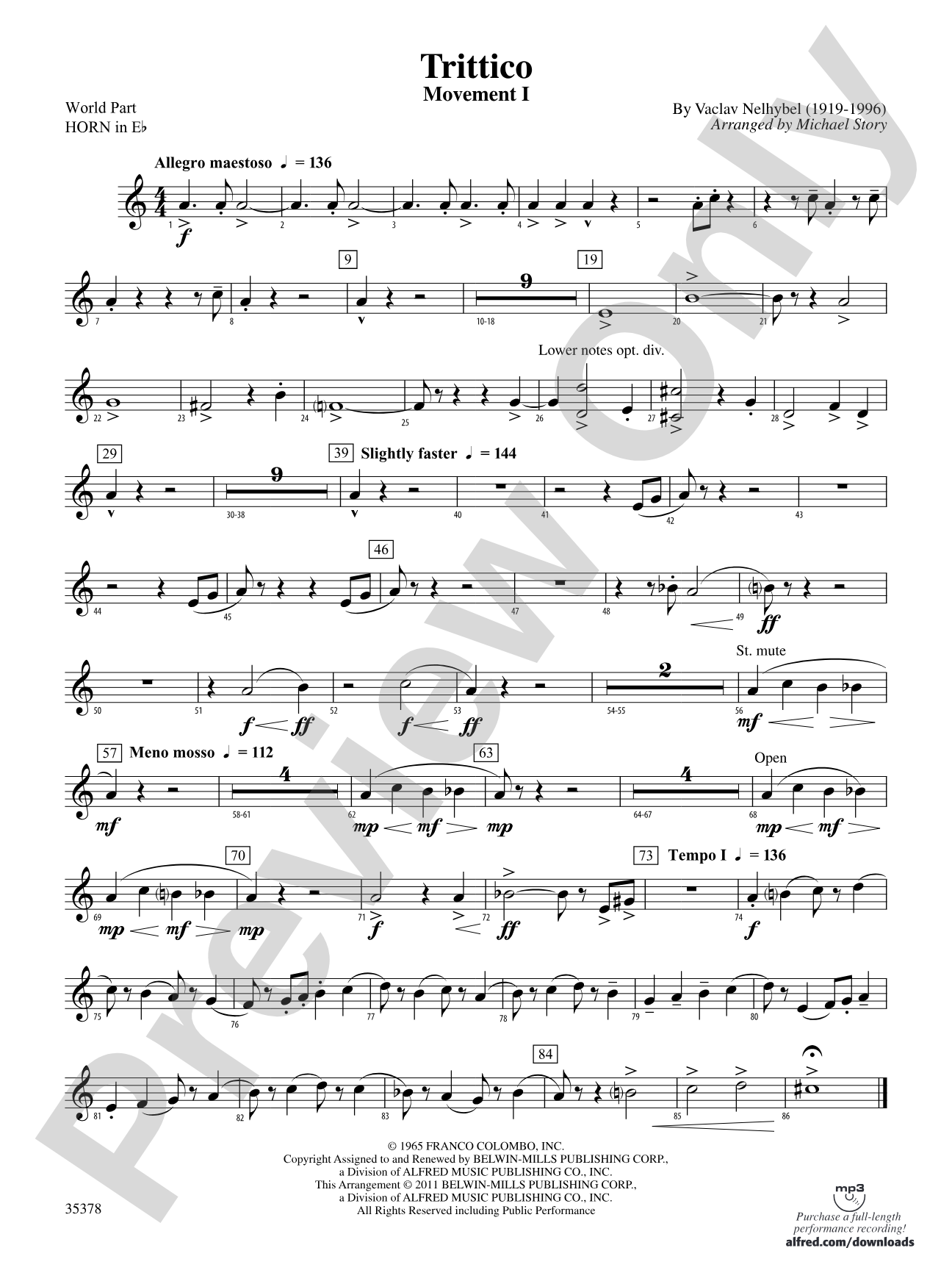Trittico: (wp) 1st Horn in E-flat