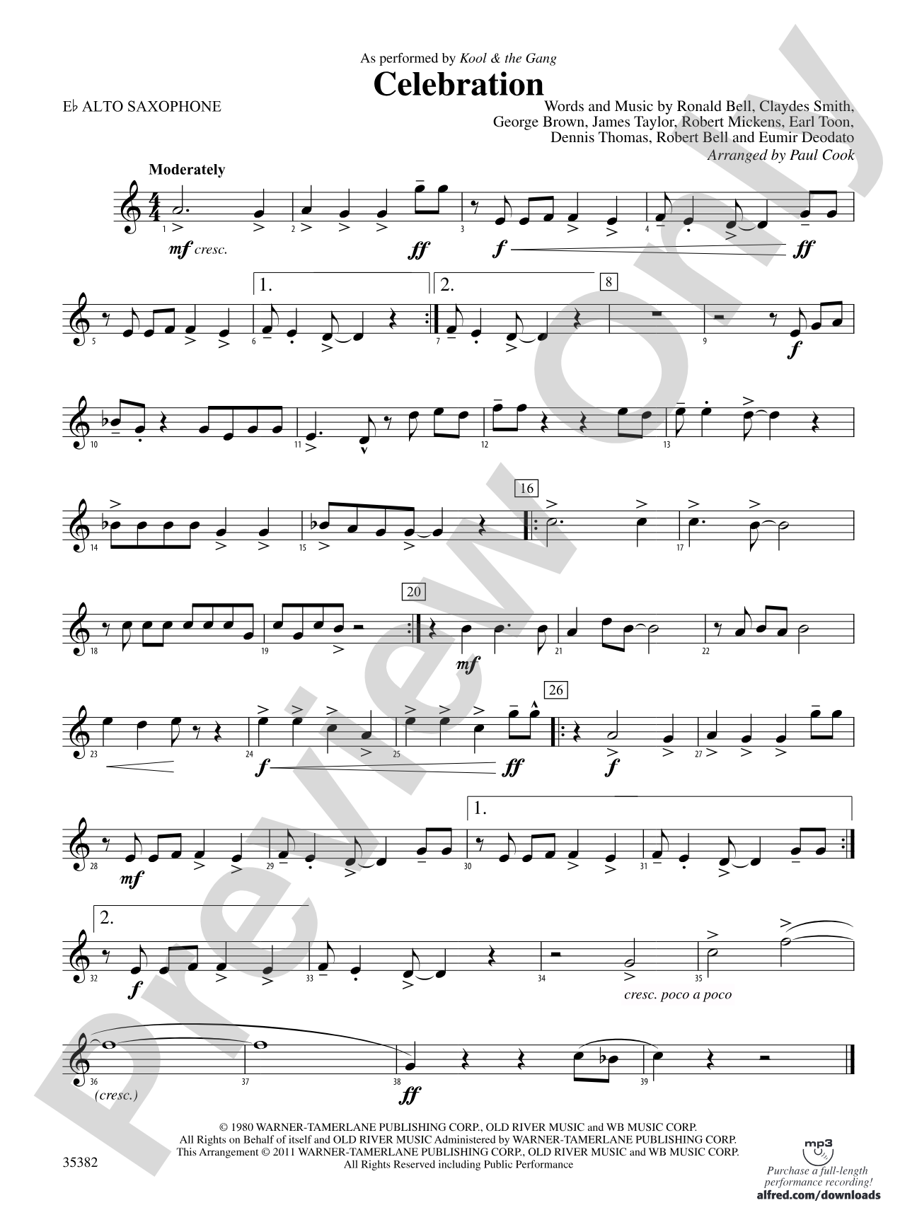 Celebration: E-flat Alto Saxophone