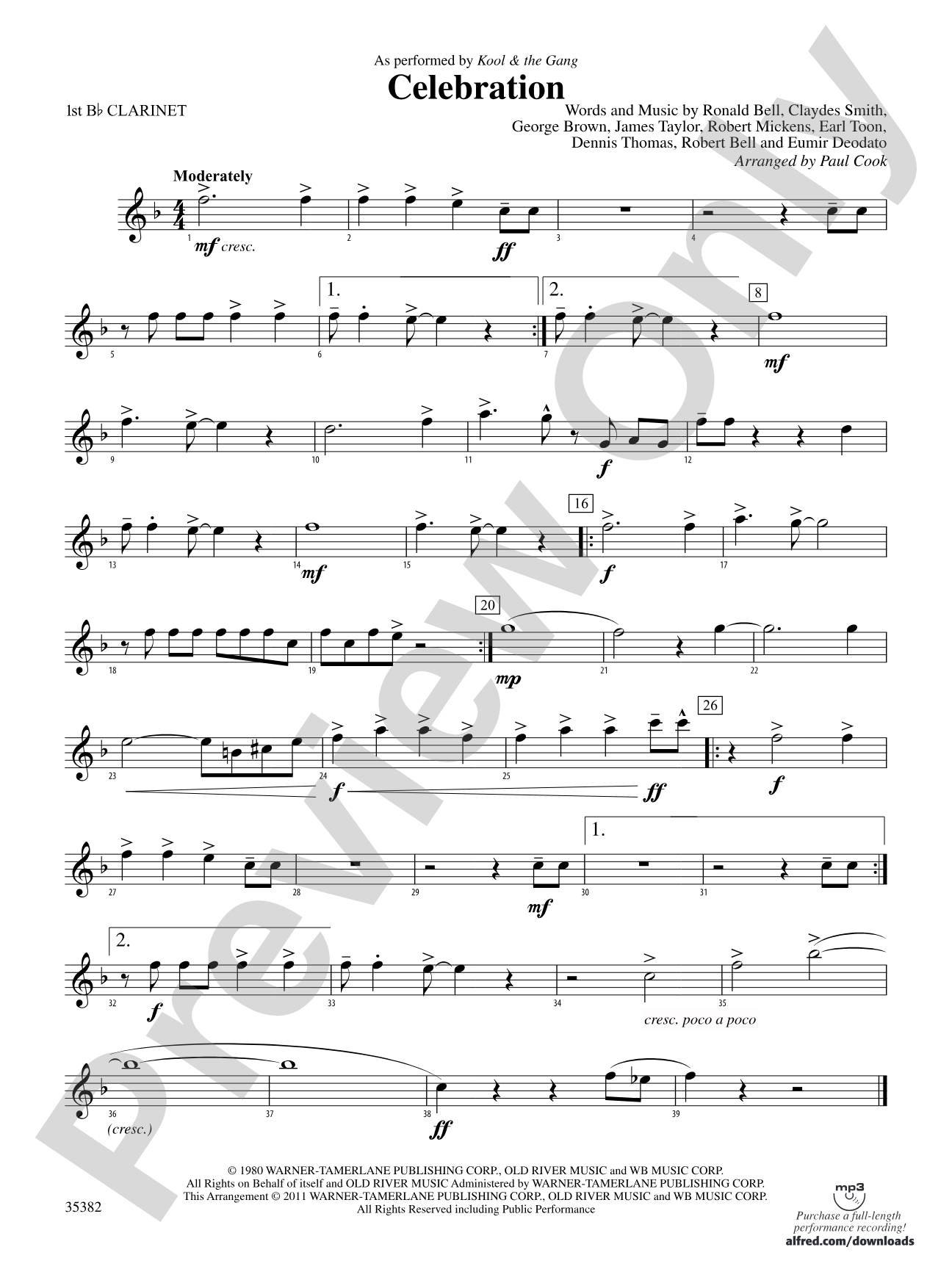 Celebration: 1st B-flat Clarinet