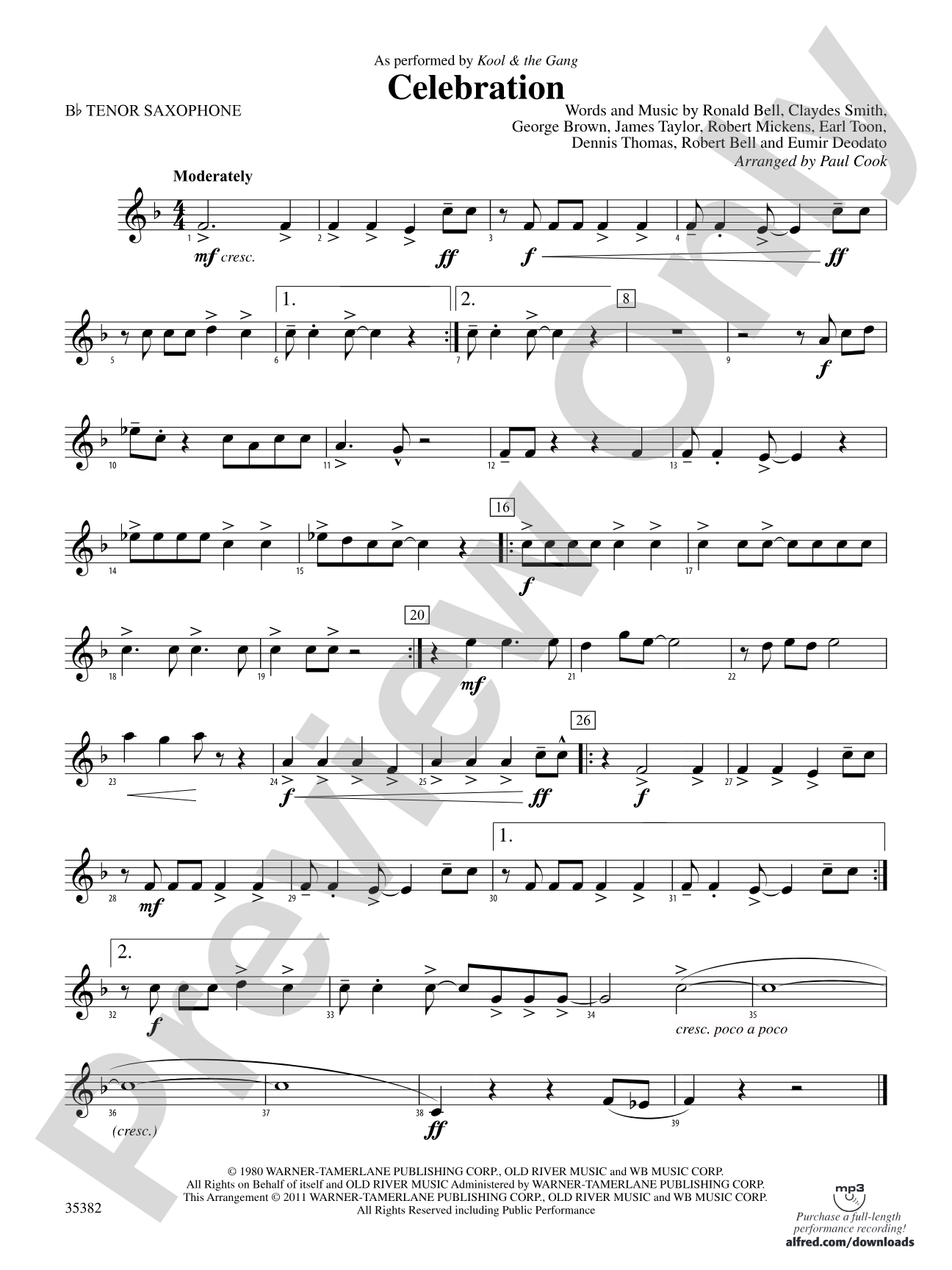 Celebration: B-flat Tenor Saxophone