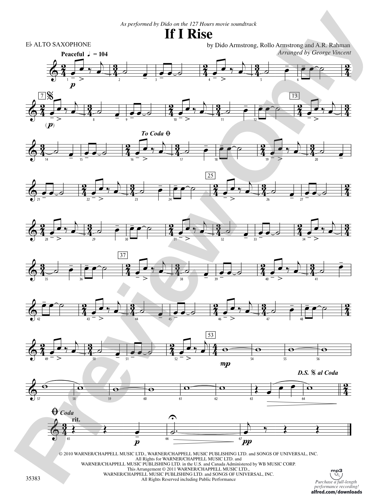 If I Rise: E-flat Alto Saxophone