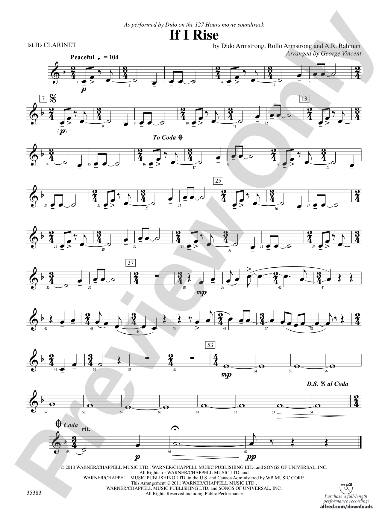 If I Rise: 1st B-flat Clarinet