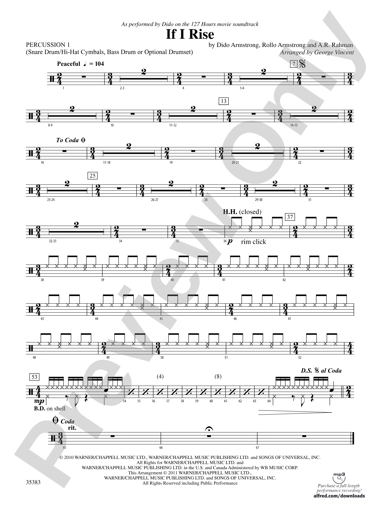 If I Rise: 1st Percussion