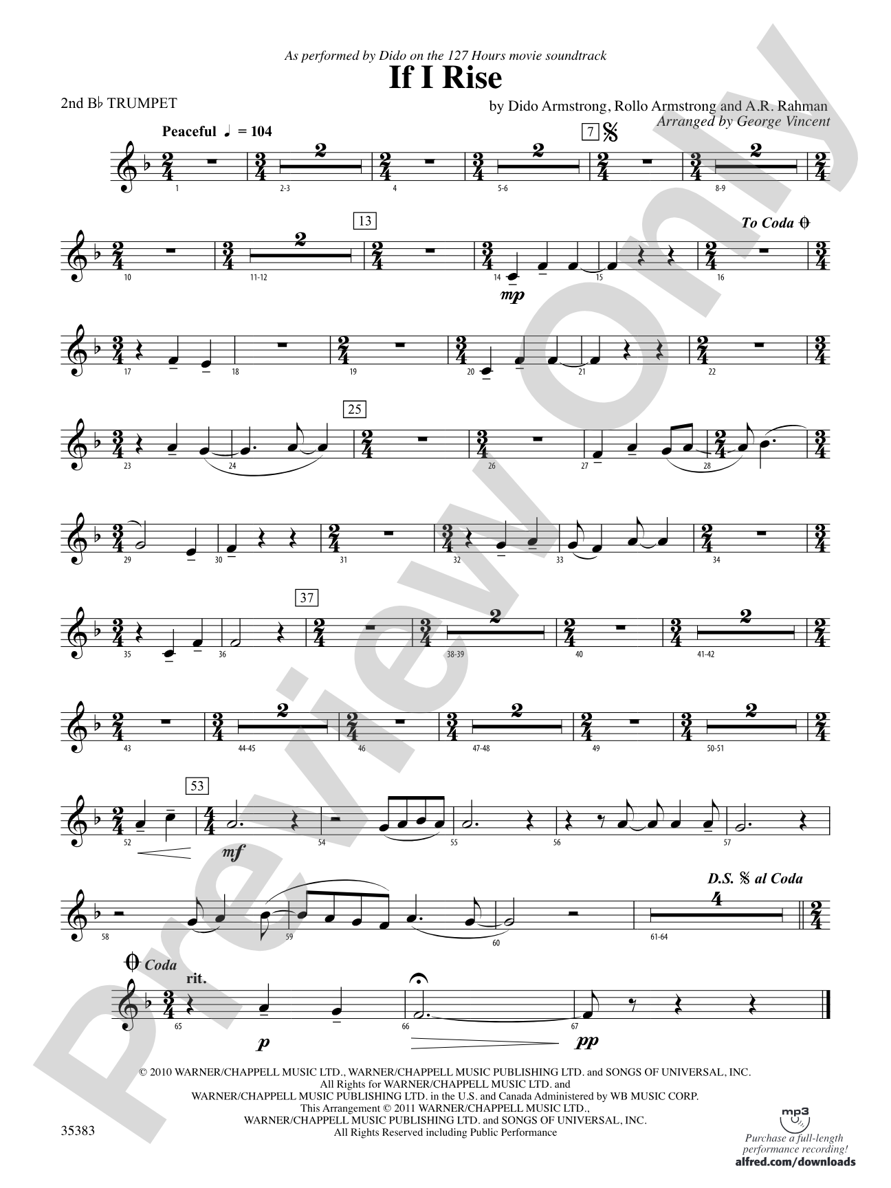 If I Rise: 2nd B-flat Trumpet