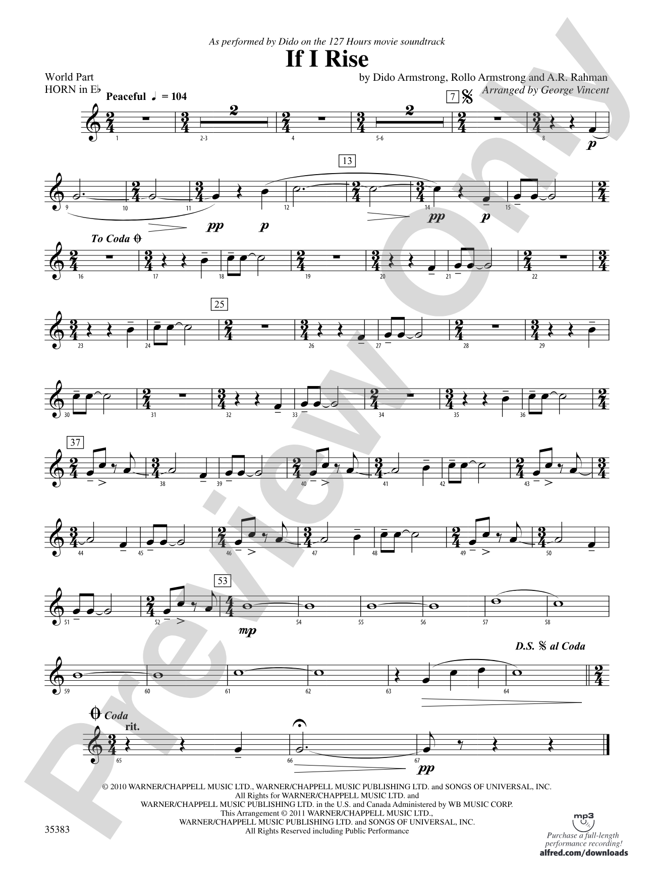 If I Rise: (wp) 1st Horn in E-flat