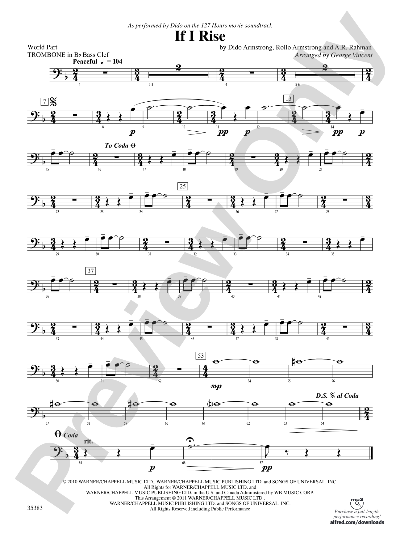 If I Rise: (wp) 1st B-flat Trombone B.C.