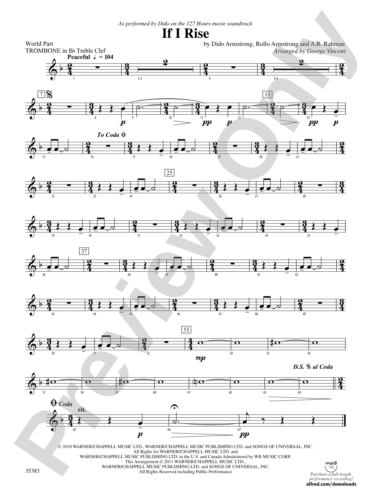 If I Rise: (wp) 1st B-flat Trombone T.C.