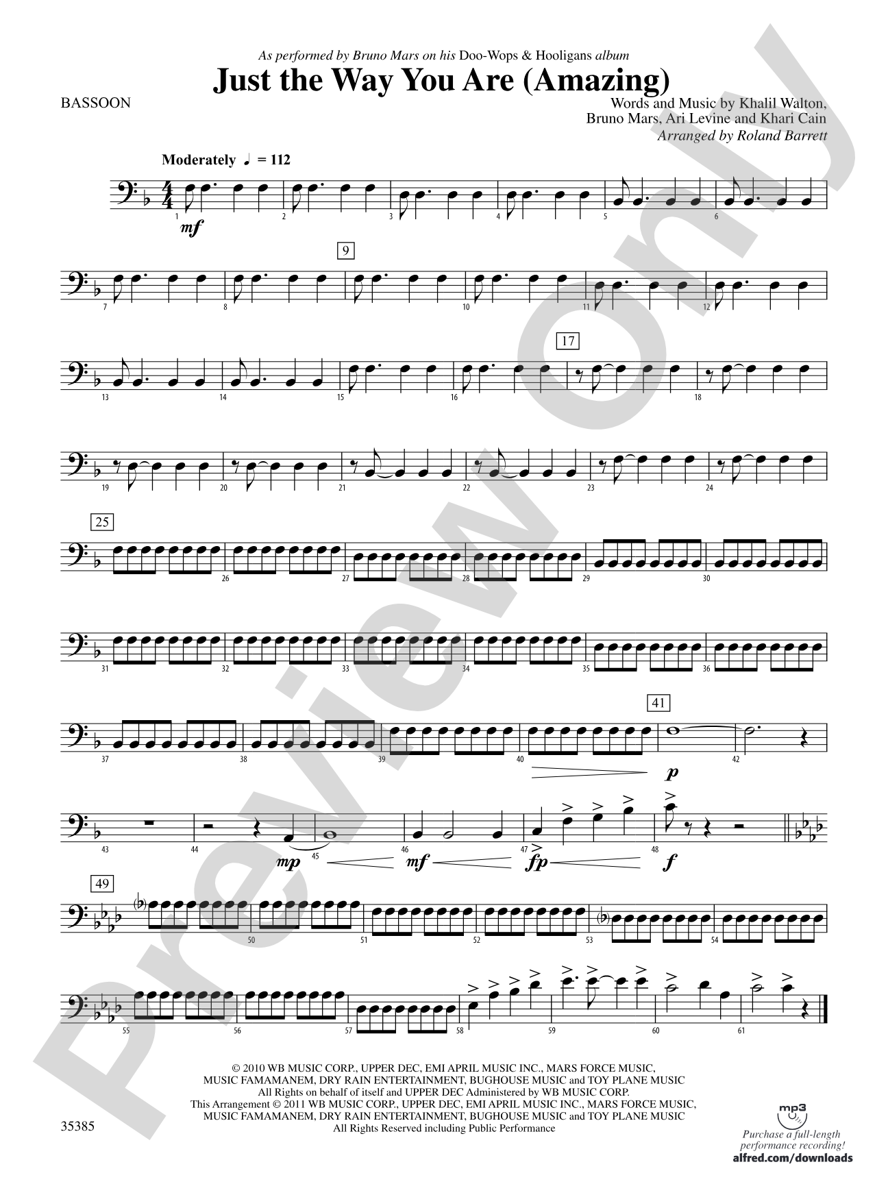Just the Way You Are (Amazing): Bassoon