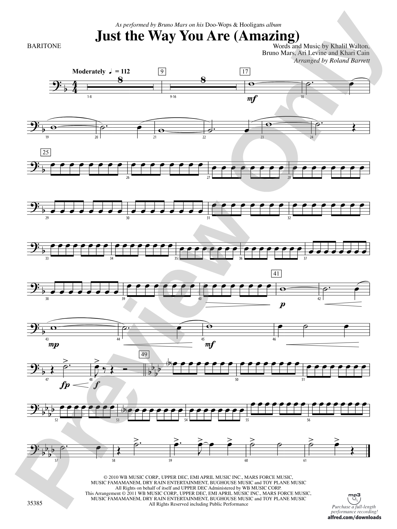 Just the Way You Are (Amazing): Baritone B.C.