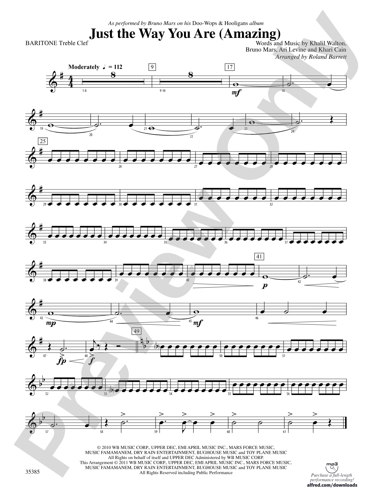 Just the Way You Are (Amazing): Baritone T.C.