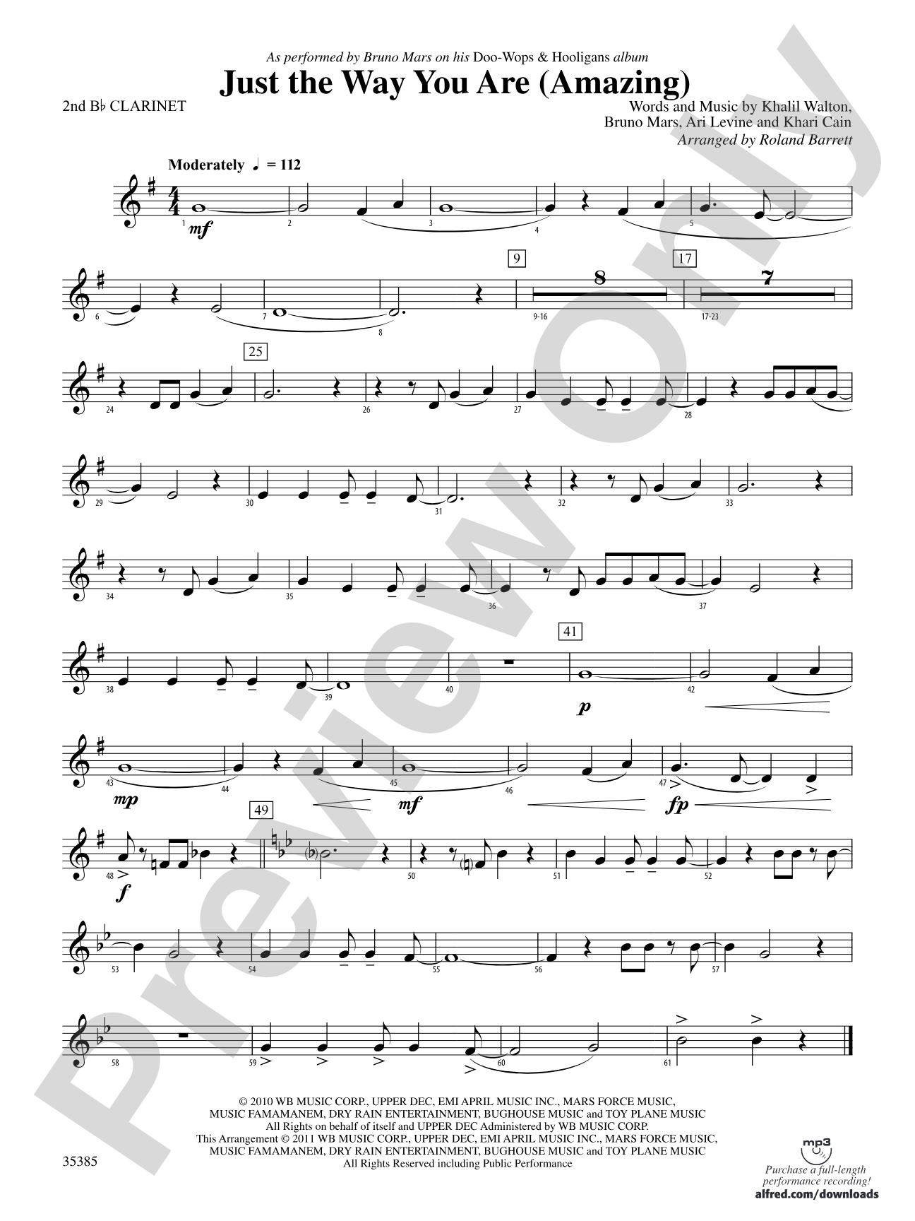 Just the Way You Are (Amazing): 2nd B-flat Clarinet