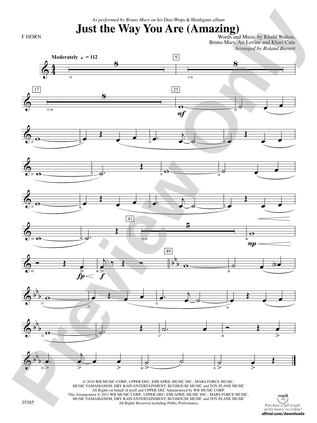 Just the Way You Are (Amazing): 1st F Horn