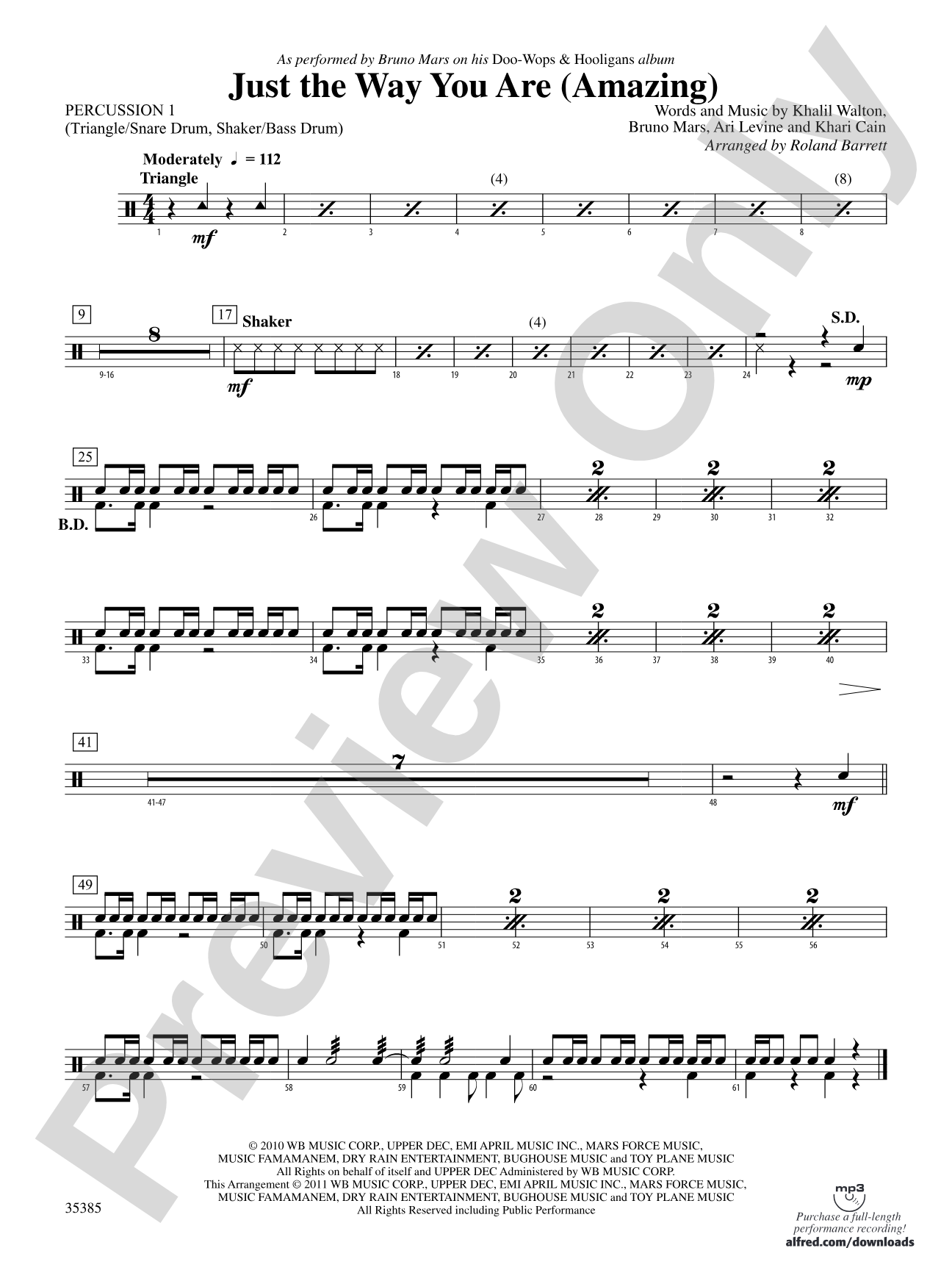 Just the Way You Are (Amazing): 1st Percussion