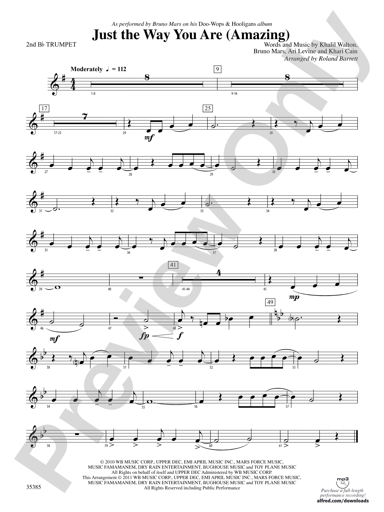 Just the Way You Are (Amazing): 2nd B-flat Trumpet