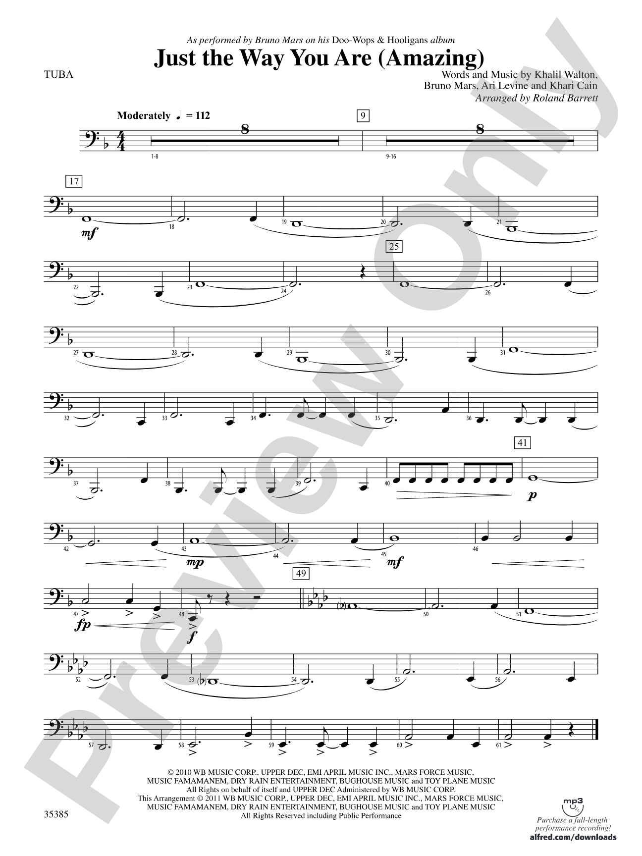 Just the Way You Are (Amazing): Tuba
