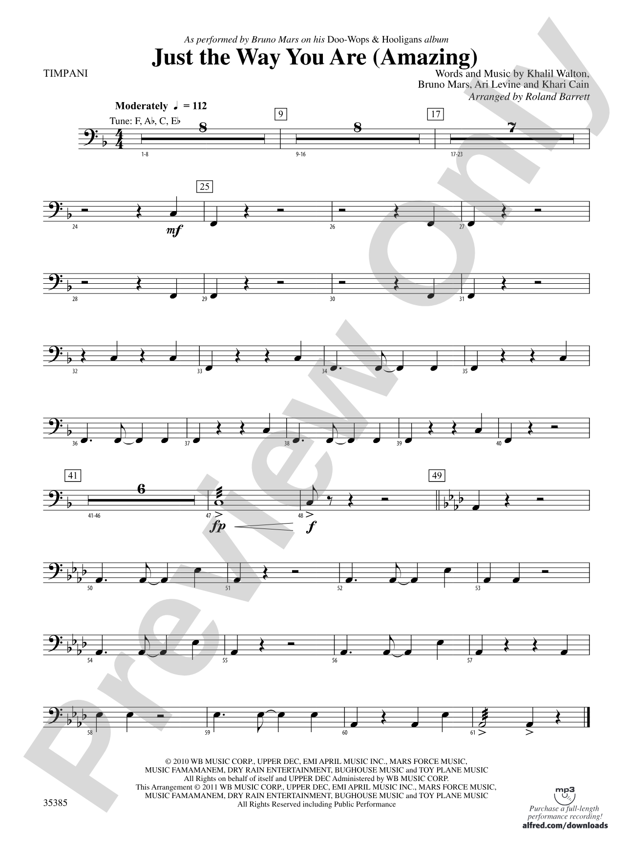 Just the Way You Are (Amazing): Timpani