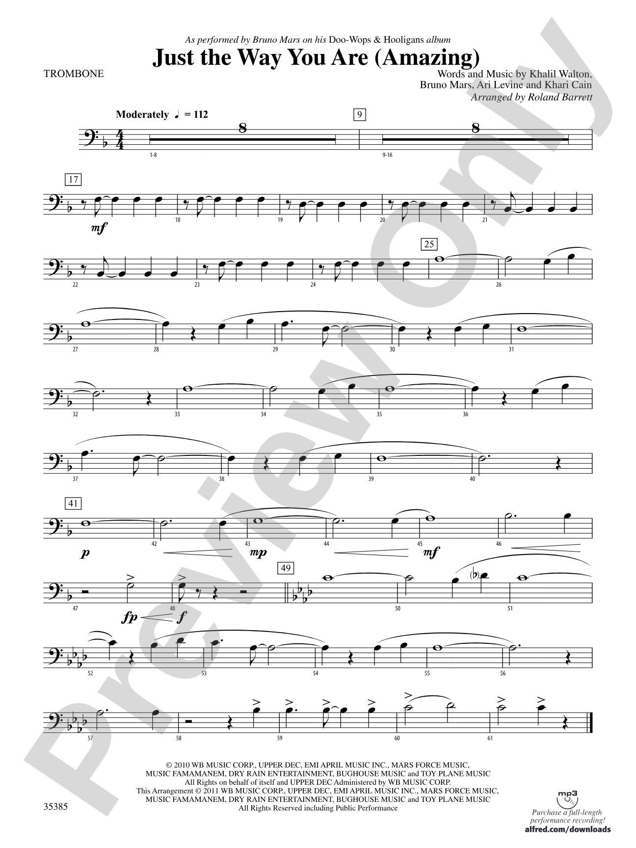 Just the Way You Are (Amazing): 1st Trombone