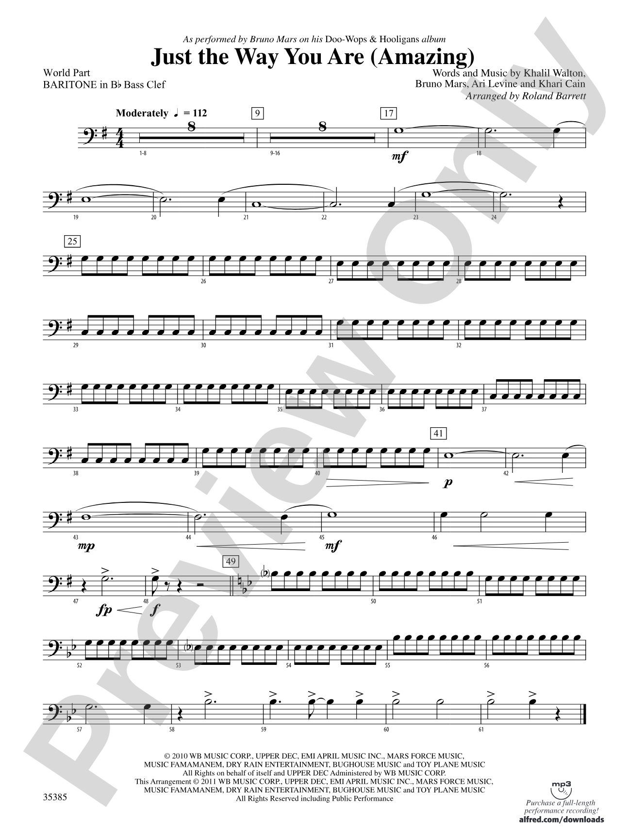 Just the Way You Are (Amazing): (wp) B-flat Baritone B.C.
