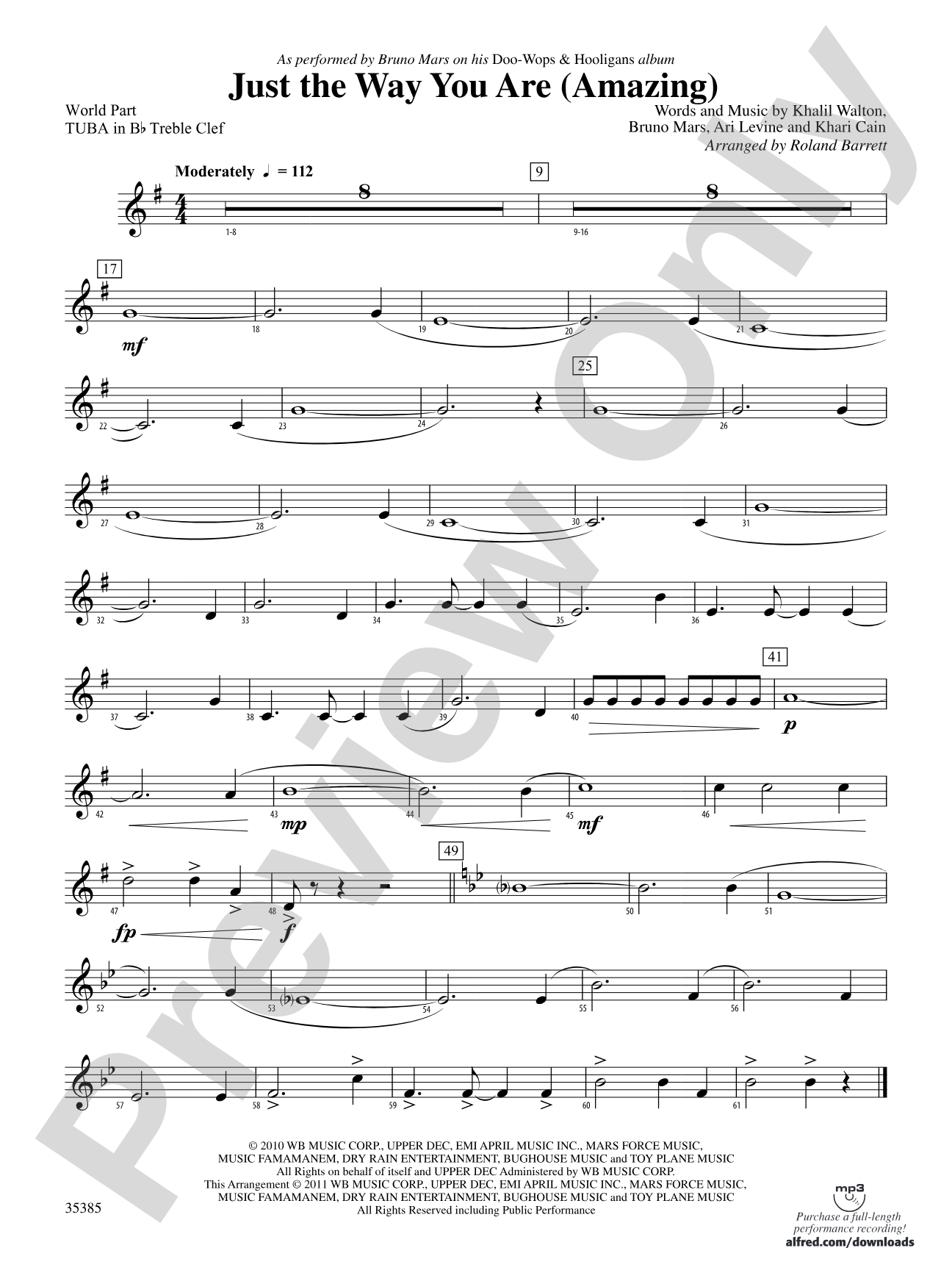 Just the Way You Are (Amazing): (wp) B-flat Tuba T.C.