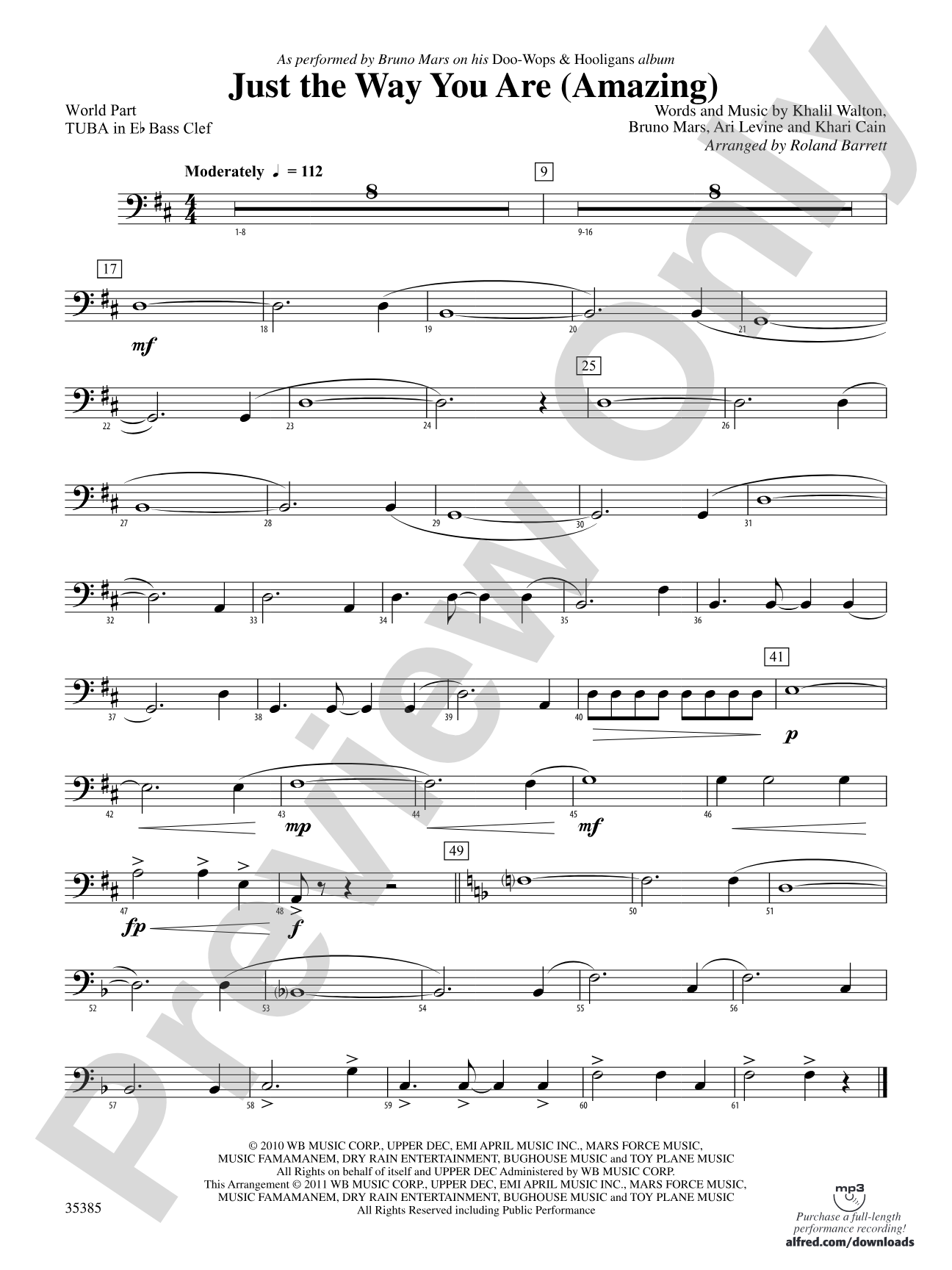 Just the Way You Are (Amazing): (wp) E-flat Tuba B.C.
