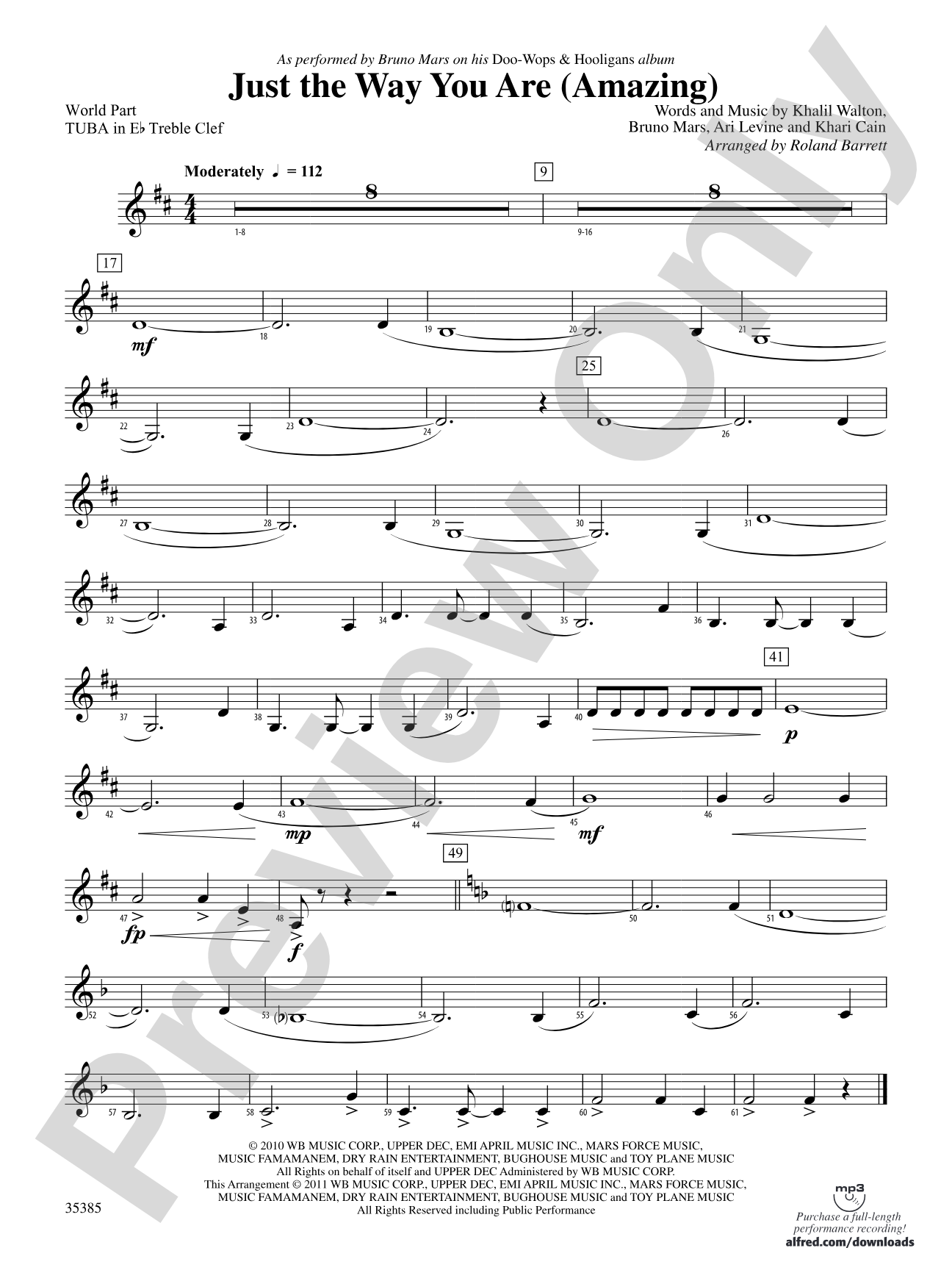 Just the Way You Are (Amazing): (wp) E-flat Tuba T.C.