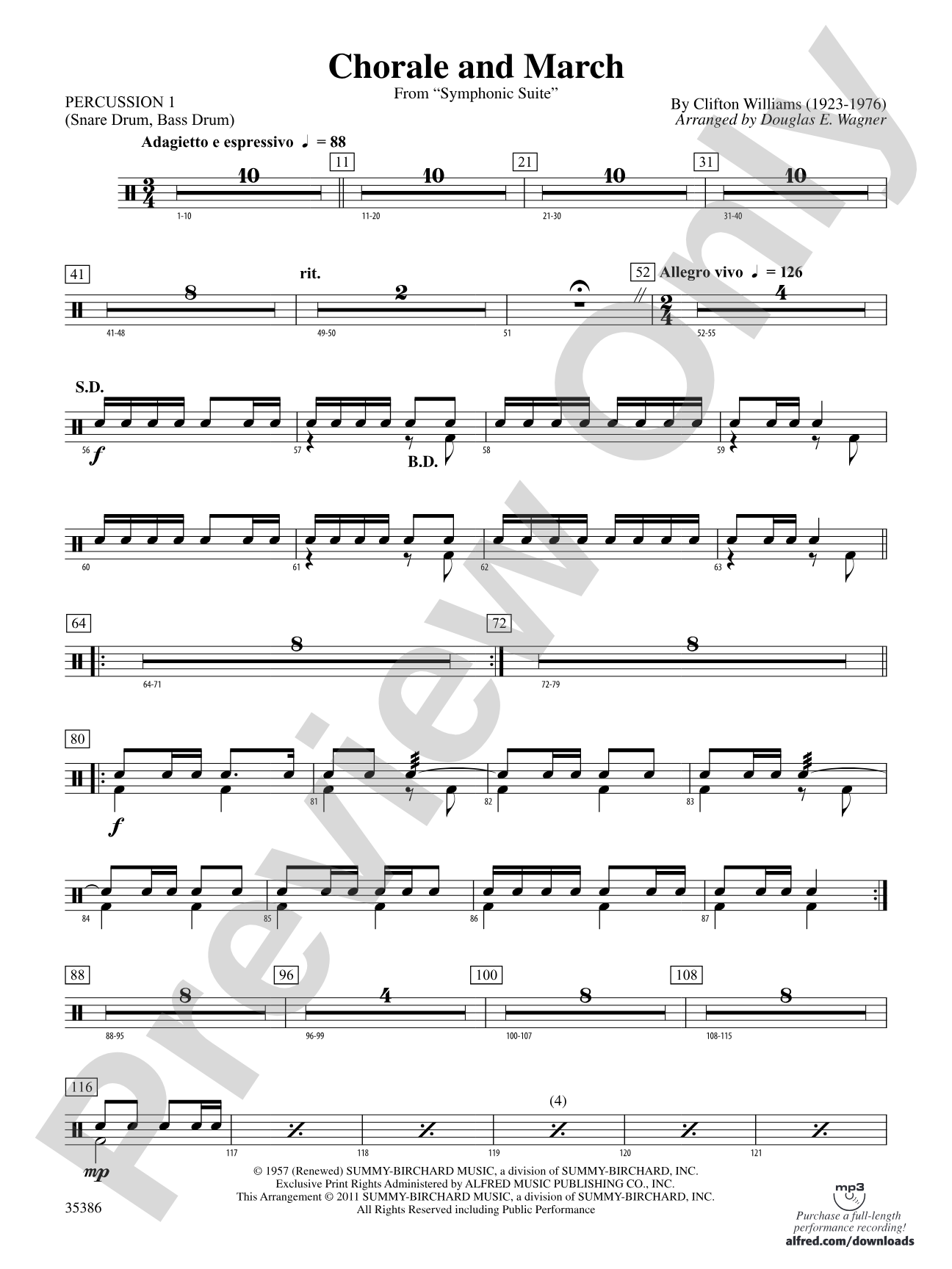Chorale and March: 1st Percussion