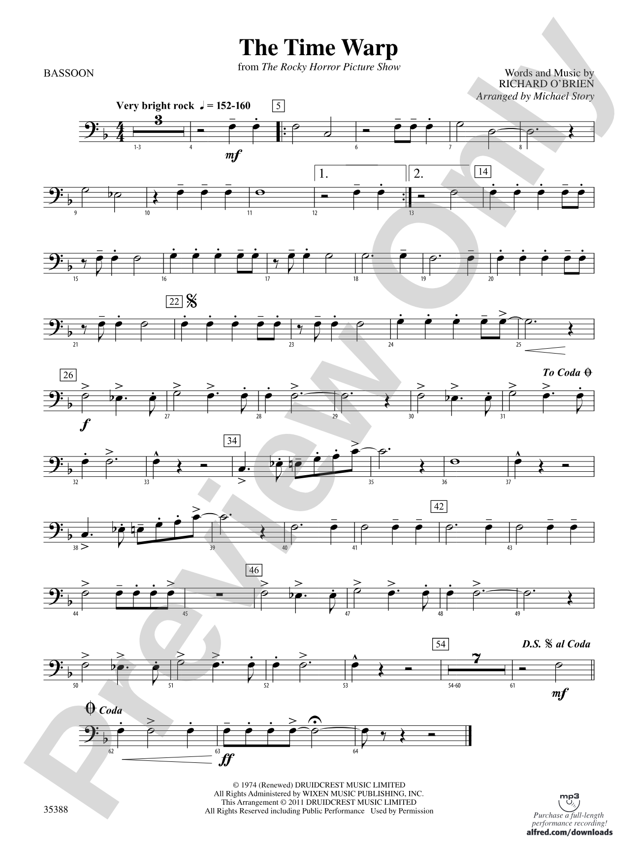 The Time Warp (from The Rocky Horror Picture Show): Bassoon