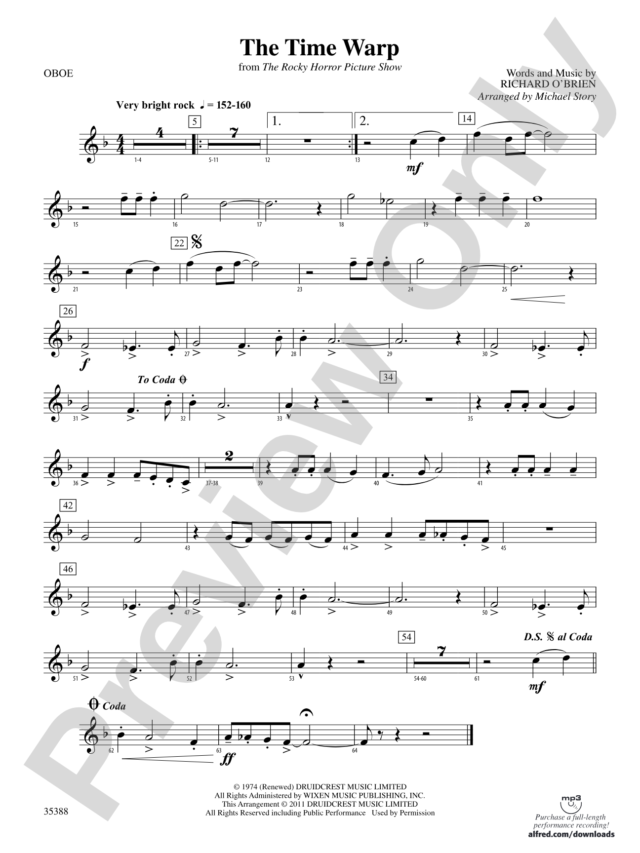 The Time Warp (from The Rocky Horror Picture Show): Oboe
