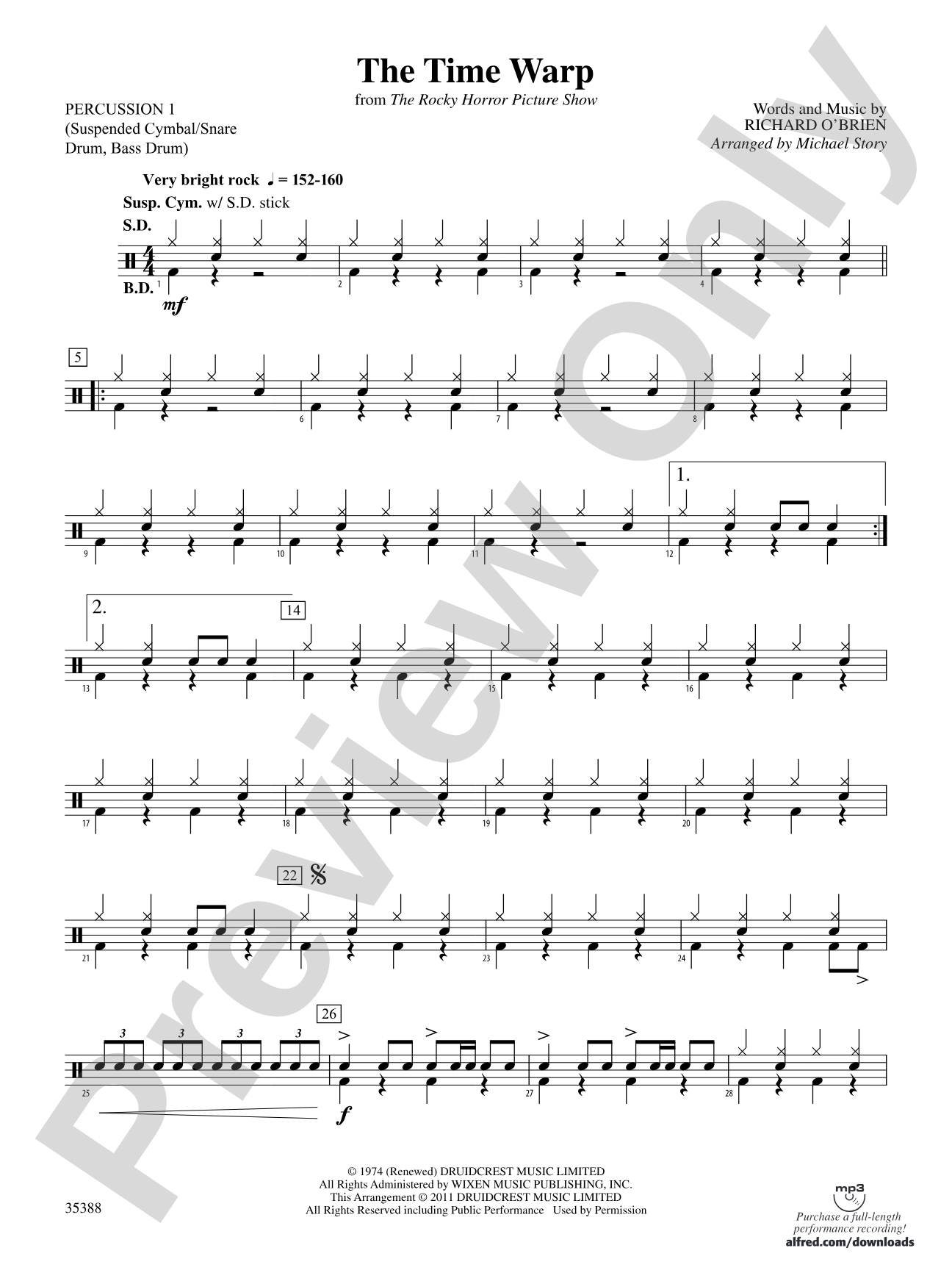 The Time Warp (from The Rocky Horror Picture Show): 1st Percussion