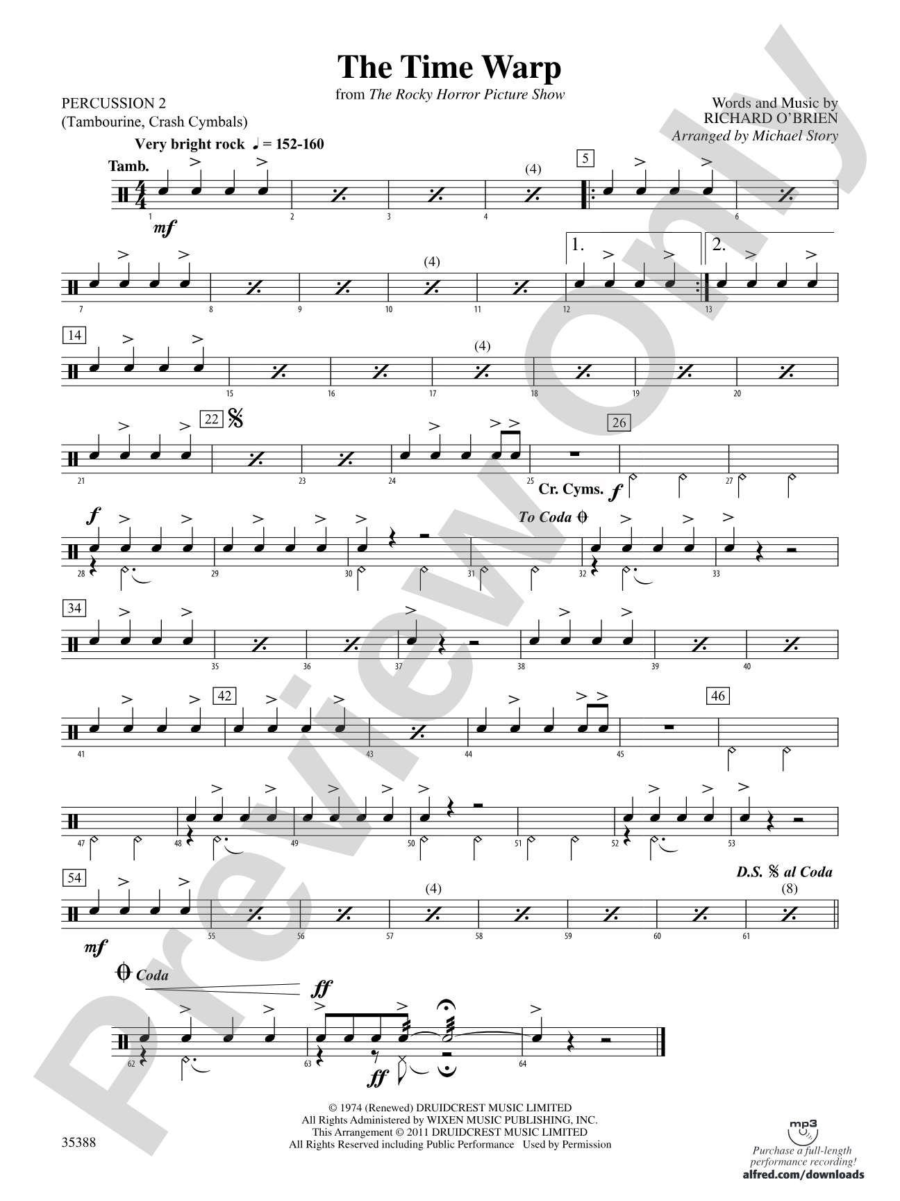 The Time Warp (from The Rocky Horror Picture Show): 2nd Percussion
