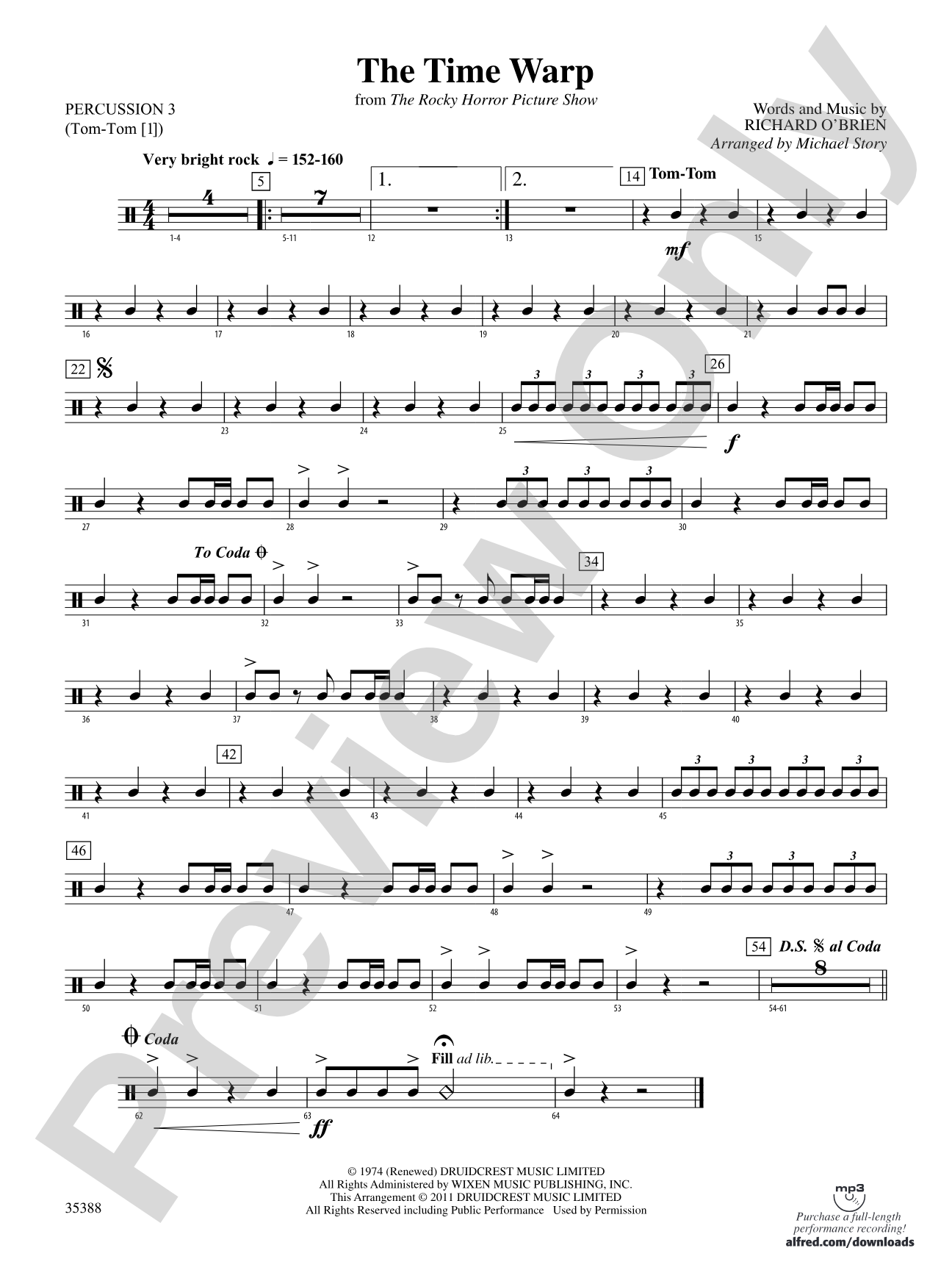The Time Warp (from The Rocky Horror Picture Show): 3rd Percussion