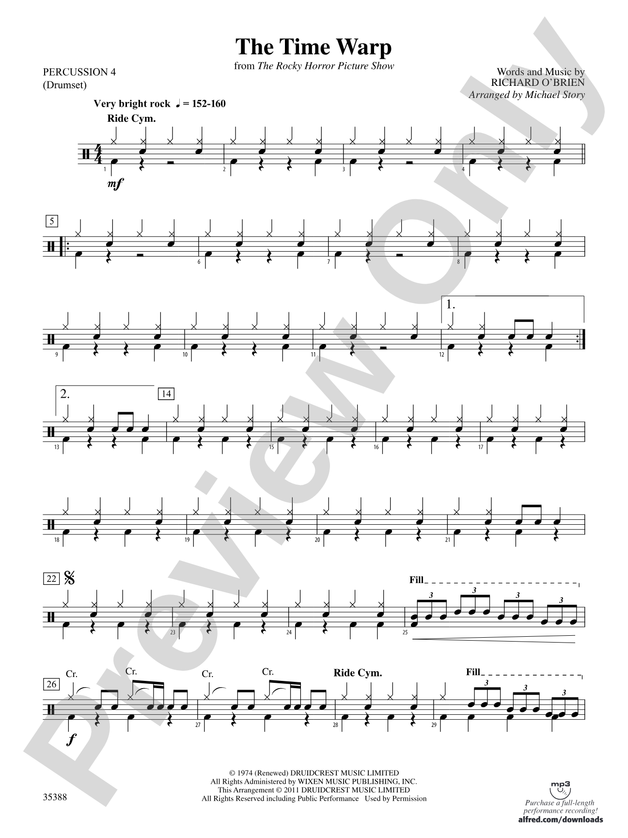 The Time Warp (from The Rocky Horror Picture Show): 4th Percussion