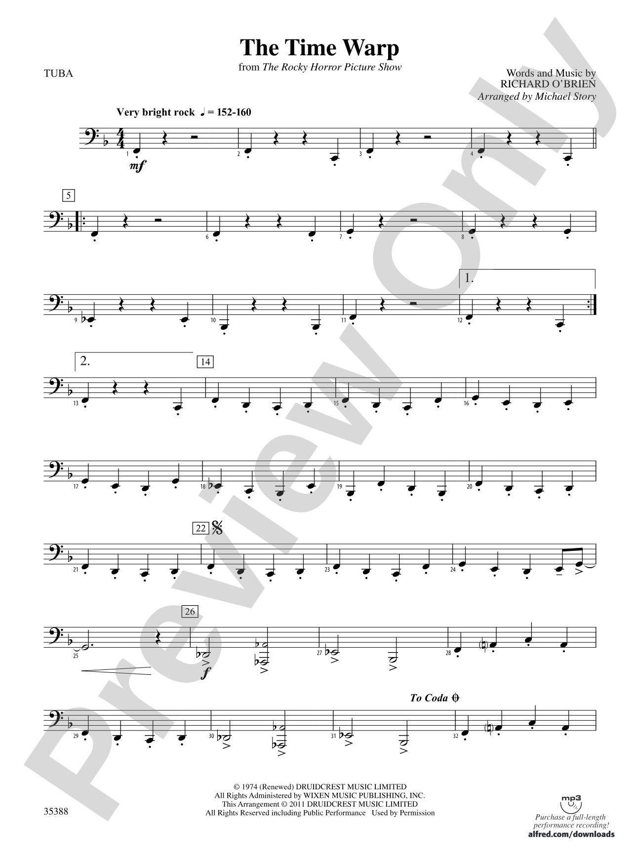 The Time Warp (from The Rocky Horror Picture Show): Tuba