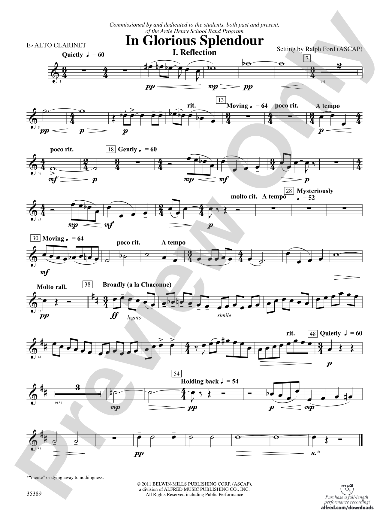 In Glorious Splendour: (wp) E-flat Alto Clarinet