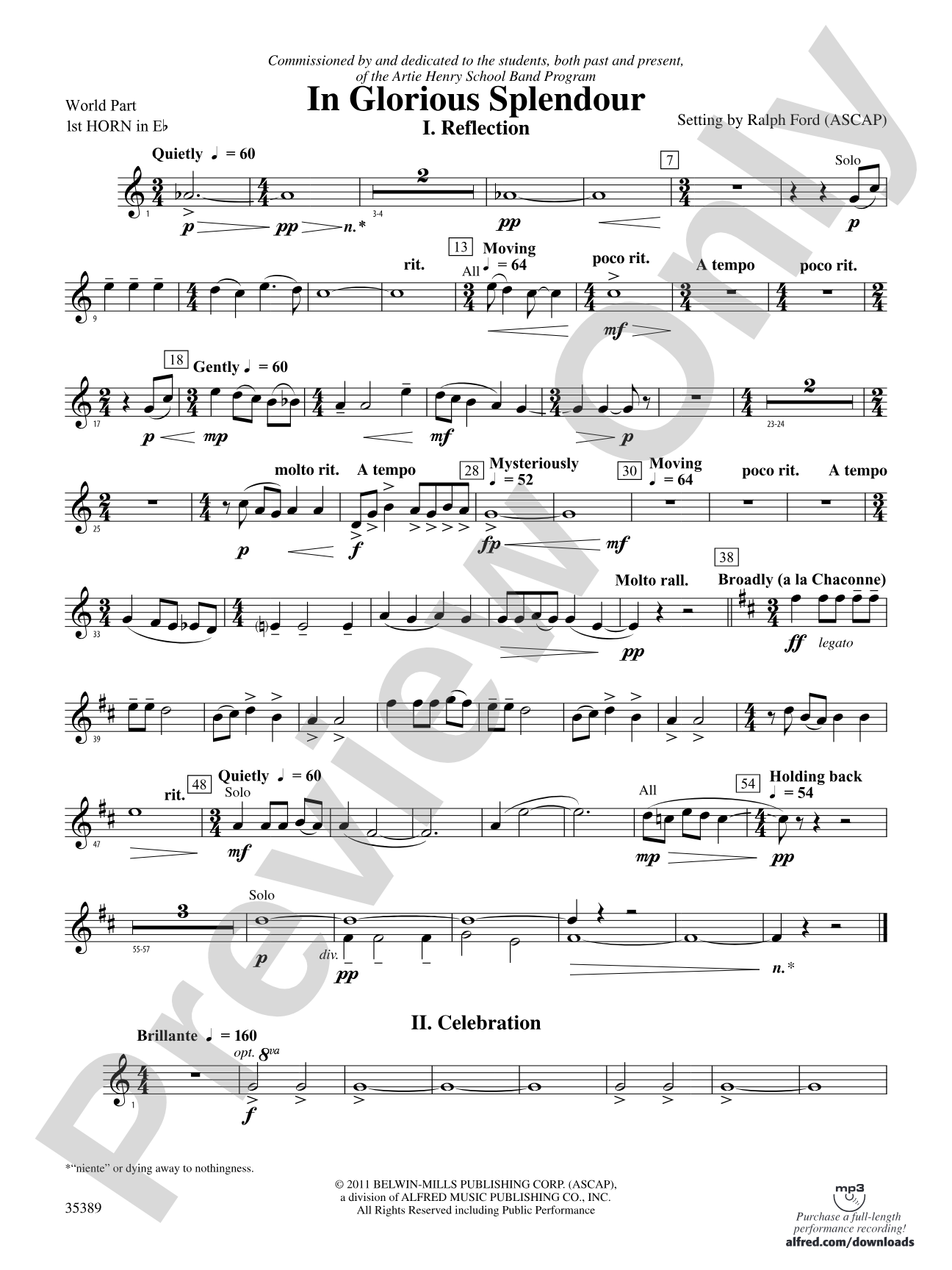In Glorious Splendour: (wp) 1st Horn in E-flat