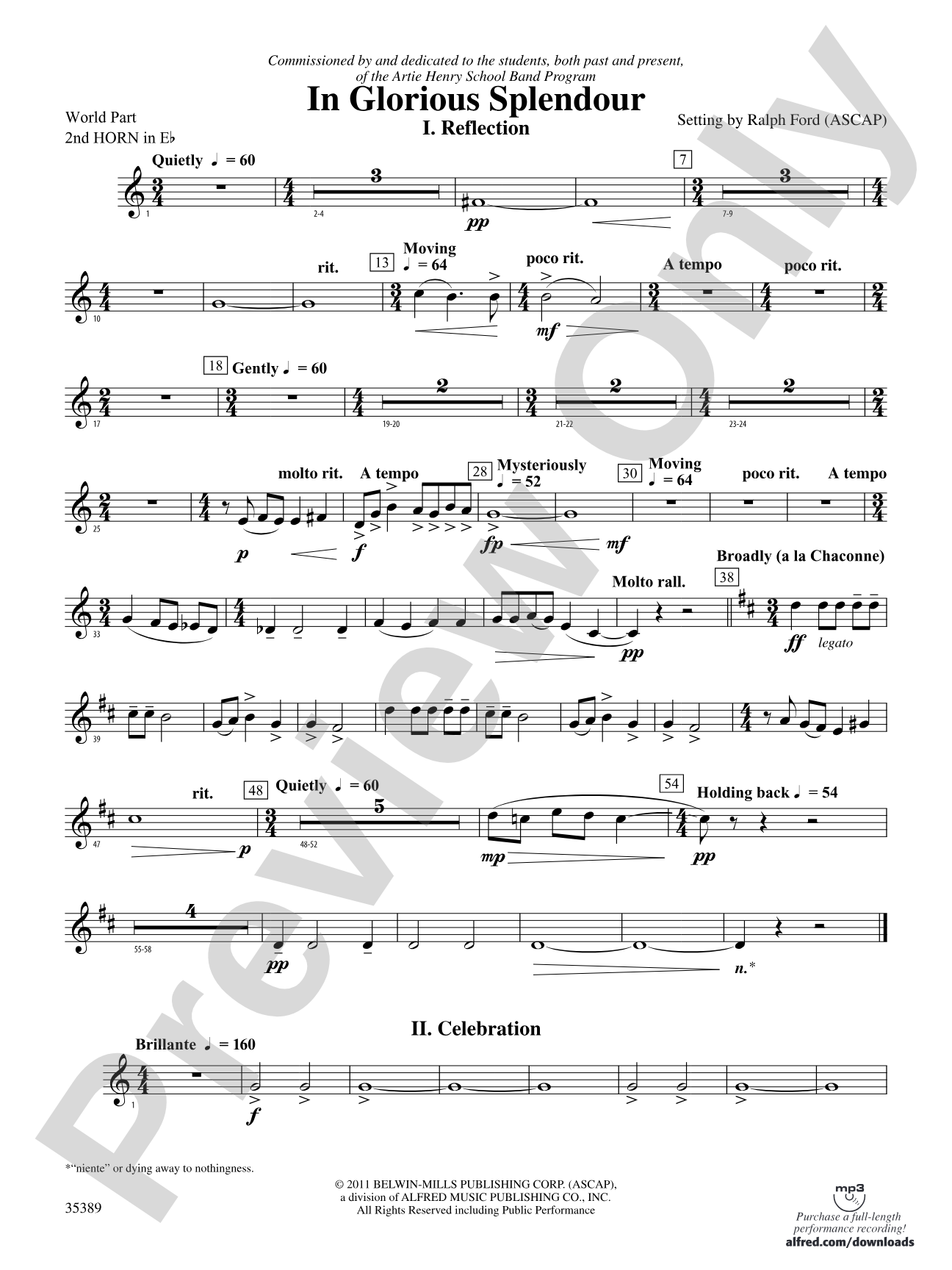 In Glorious Splendour: (wp) 2nd Horn in E-flat