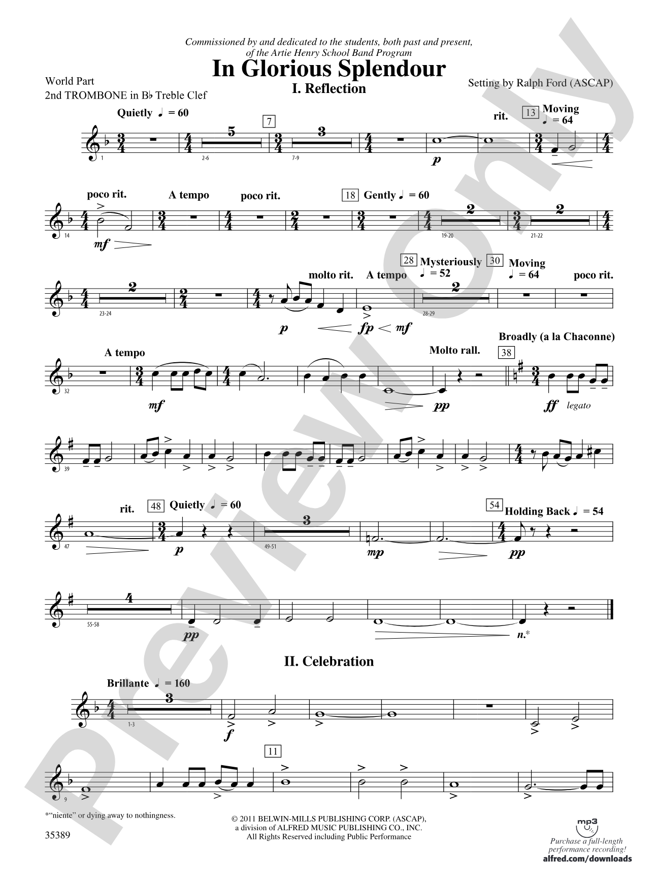 In Glorious Splendour: (wp) 2nd B-flat Trombone T.C.