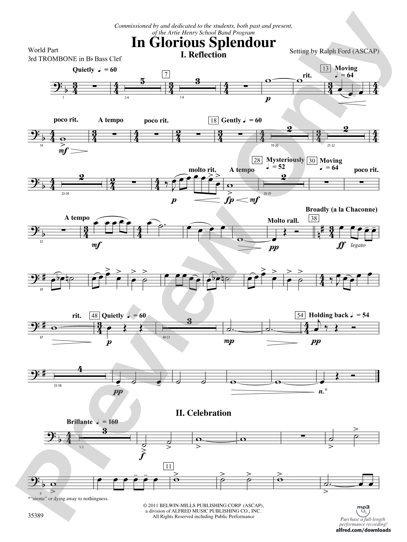 In Glorious Splendour: (wp) 3rd B-flat Trombone B.C.