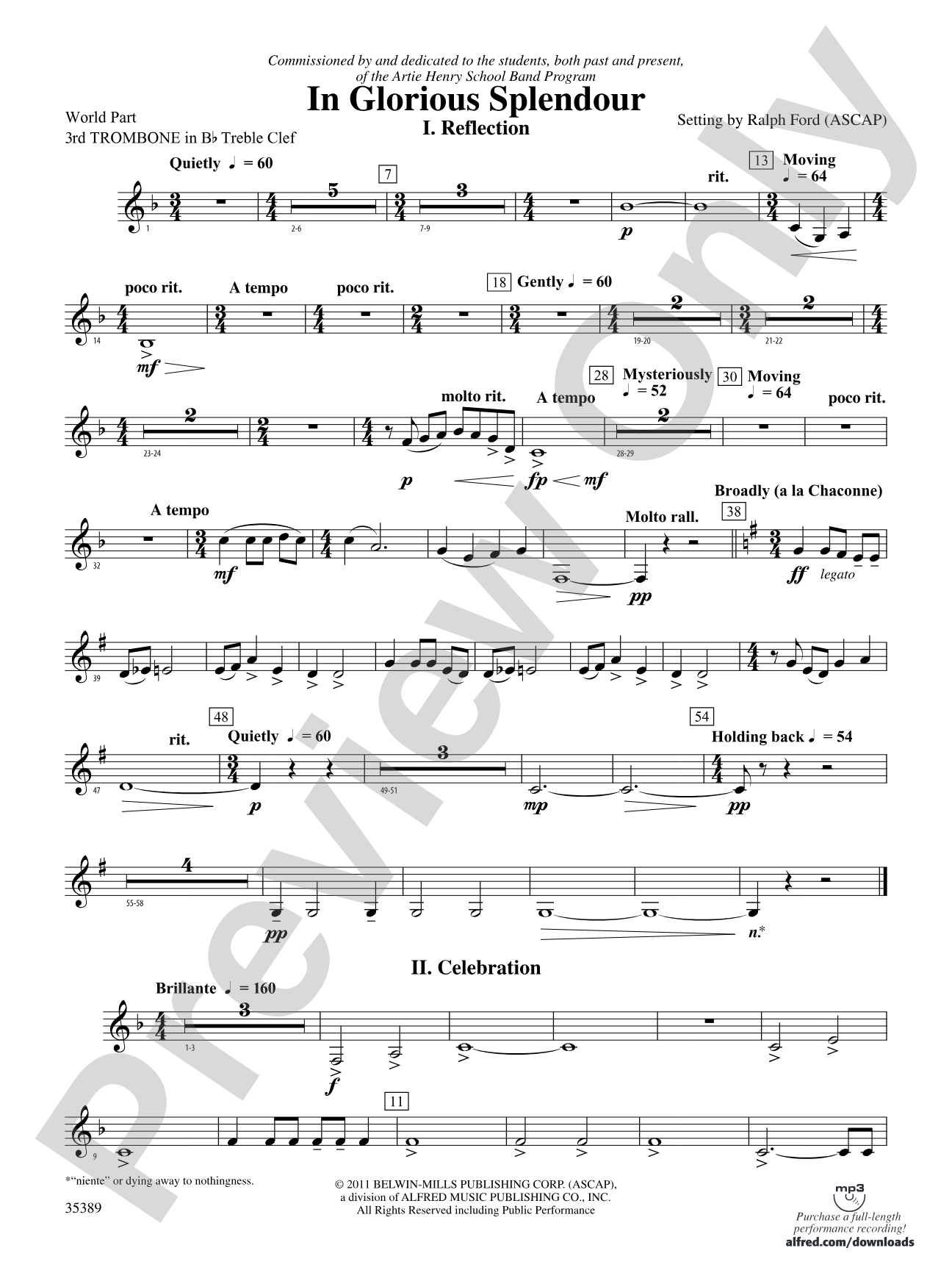 In Glorious Splendour: (wp) 3rd B-flat Trombone T.C.