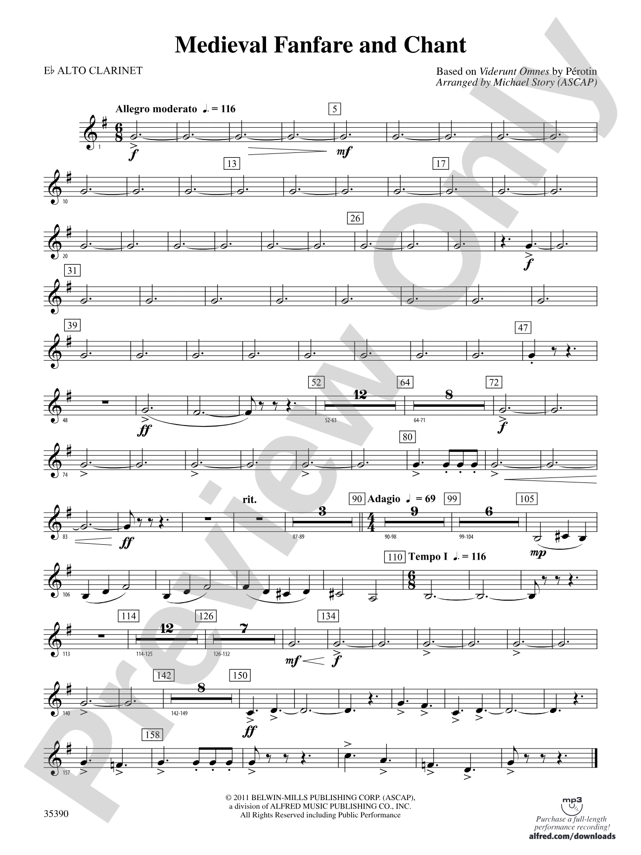 Medieval Fanfare and Chant: (wp) E-flat Alto Clarinet