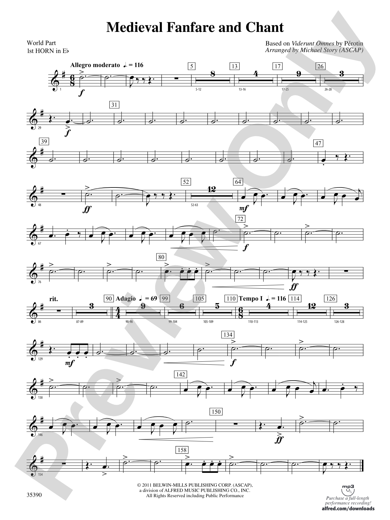 Medieval Fanfare and Chant: (wp) 1st Horn in E-flat