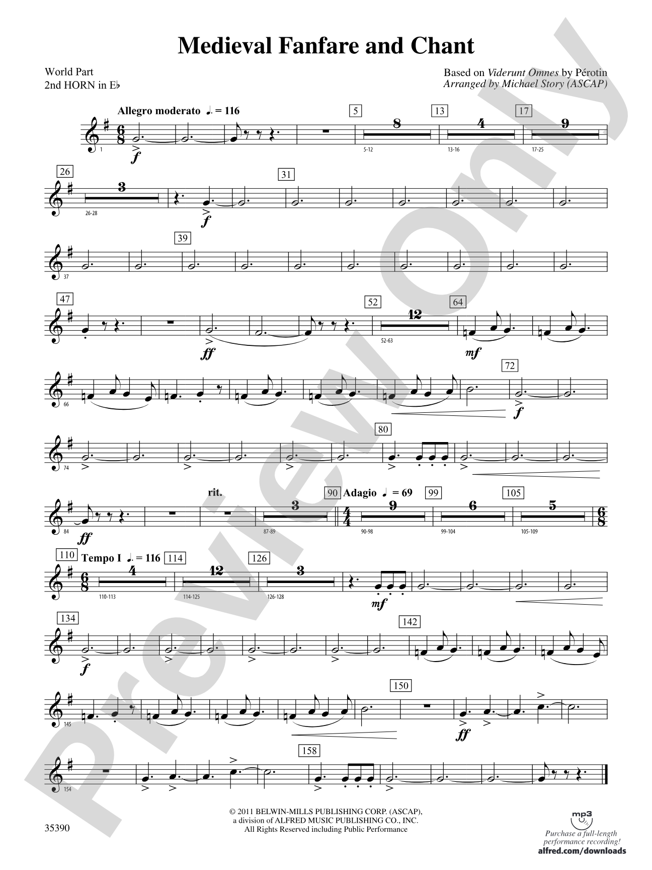 Medieval Fanfare and Chant: (wp) 2nd Horn in E-flat