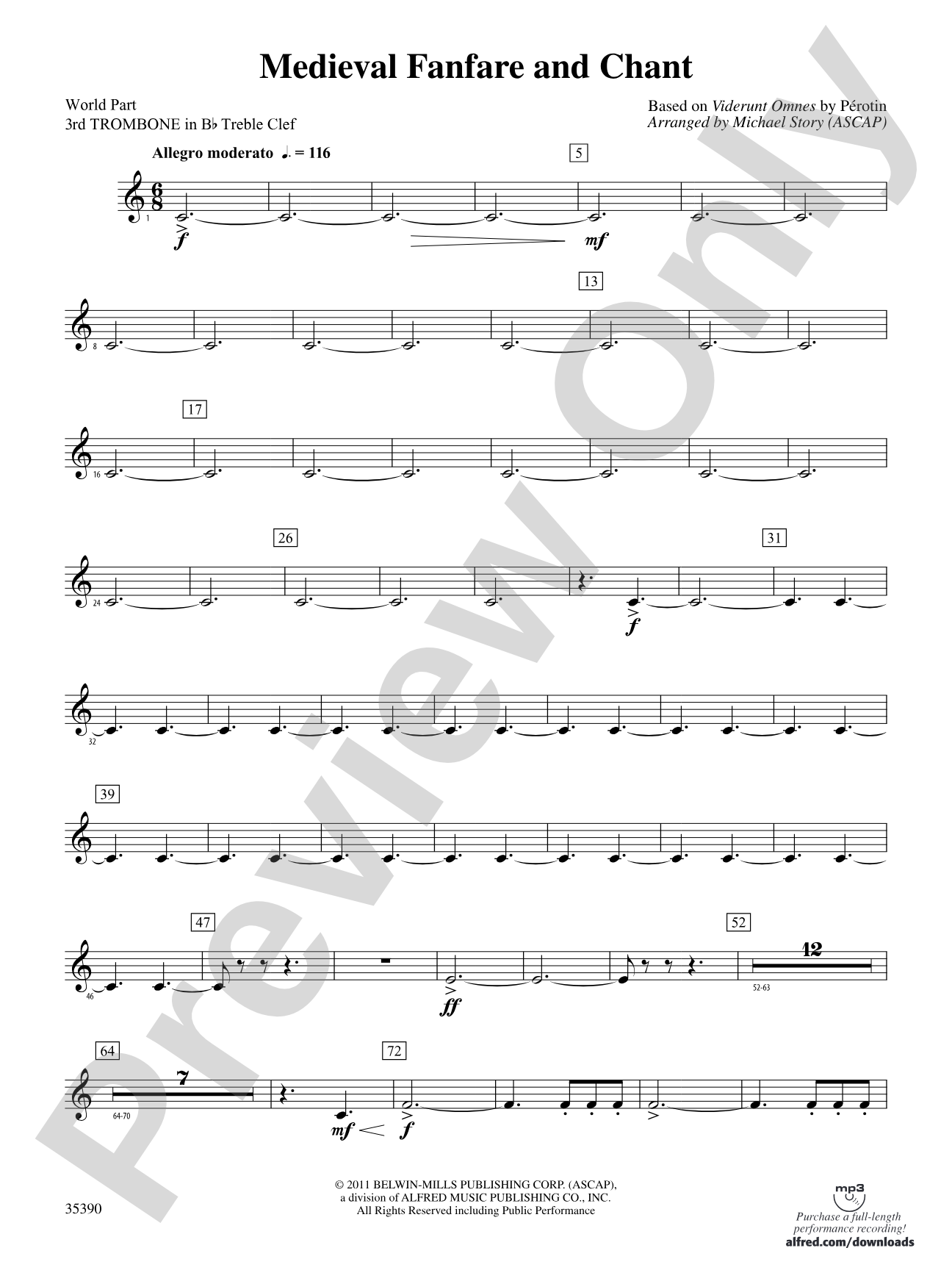 Medieval Fanfare and Chant: (wp) 3rd B-flat Trombone T.C.
