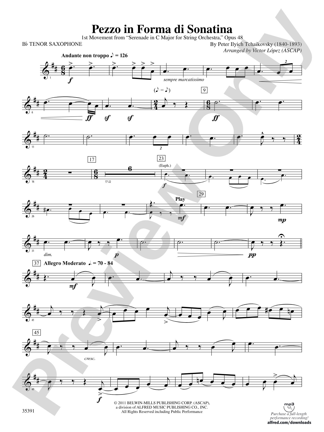 Pezzo in forma di Sonatina: B-flat Tenor Saxophone