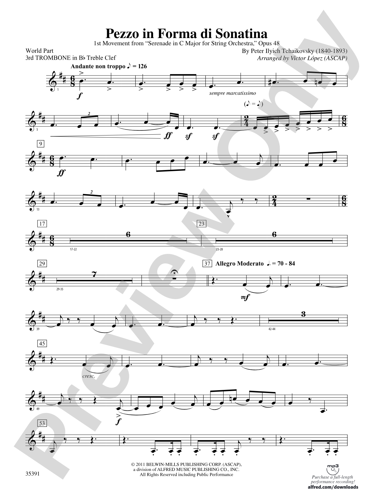 Pezzo in forma di Sonatina: (wp) 3rd B-flat Trombone T.C.