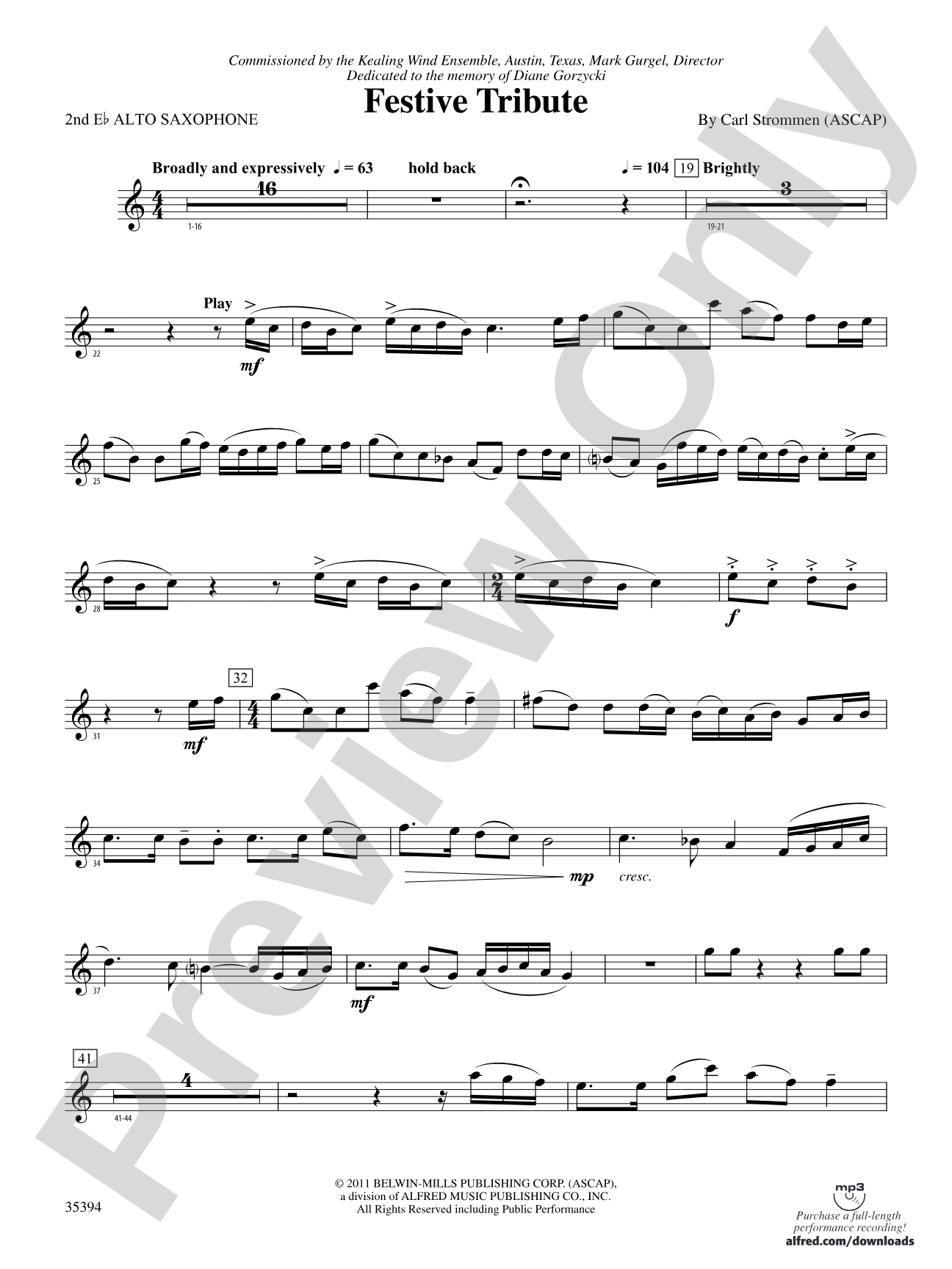 Festive Tribute: 2nd E-flat Alto Saxophone