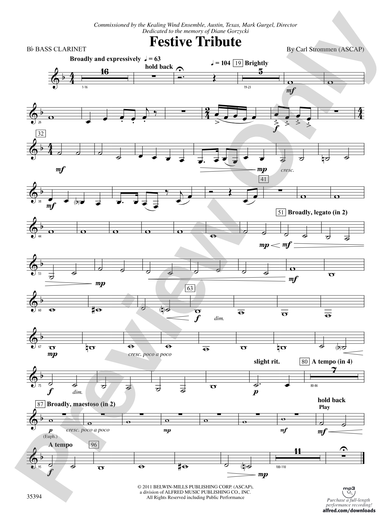 Festive Tribute: B-flat Bass Clarinet