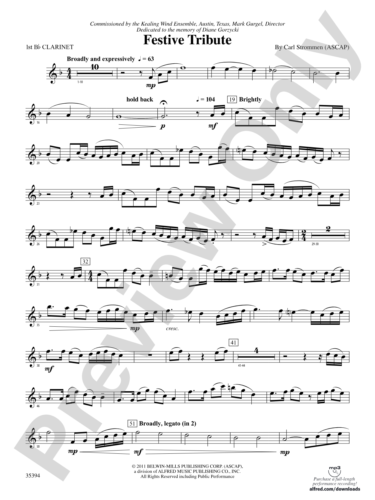 Festive Tribute: 1st B-flat Clarinet